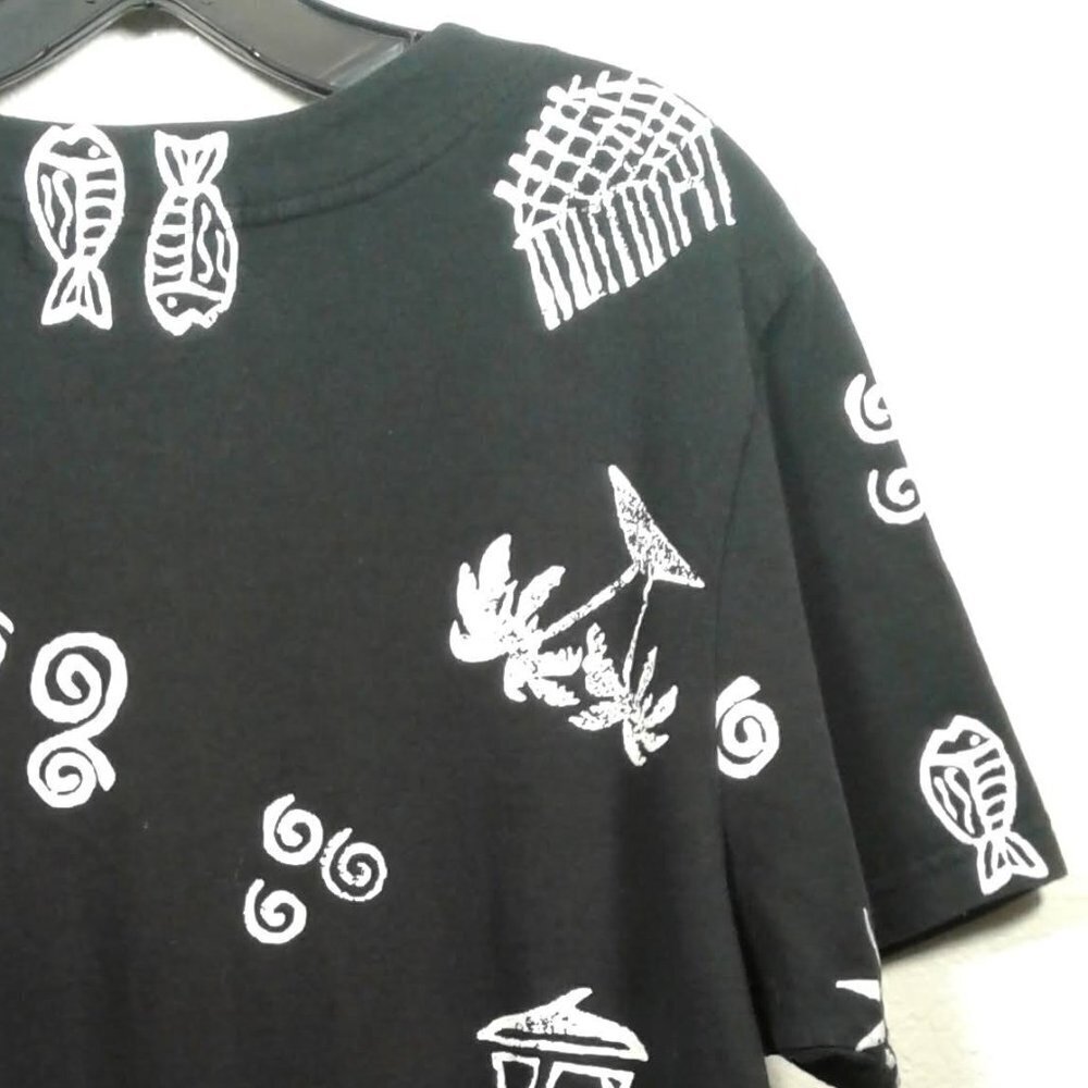 Sarah Bentley Pisces Black & White Short Sleeve Button Up Shirt SZ 1X - Picture 10 of 13